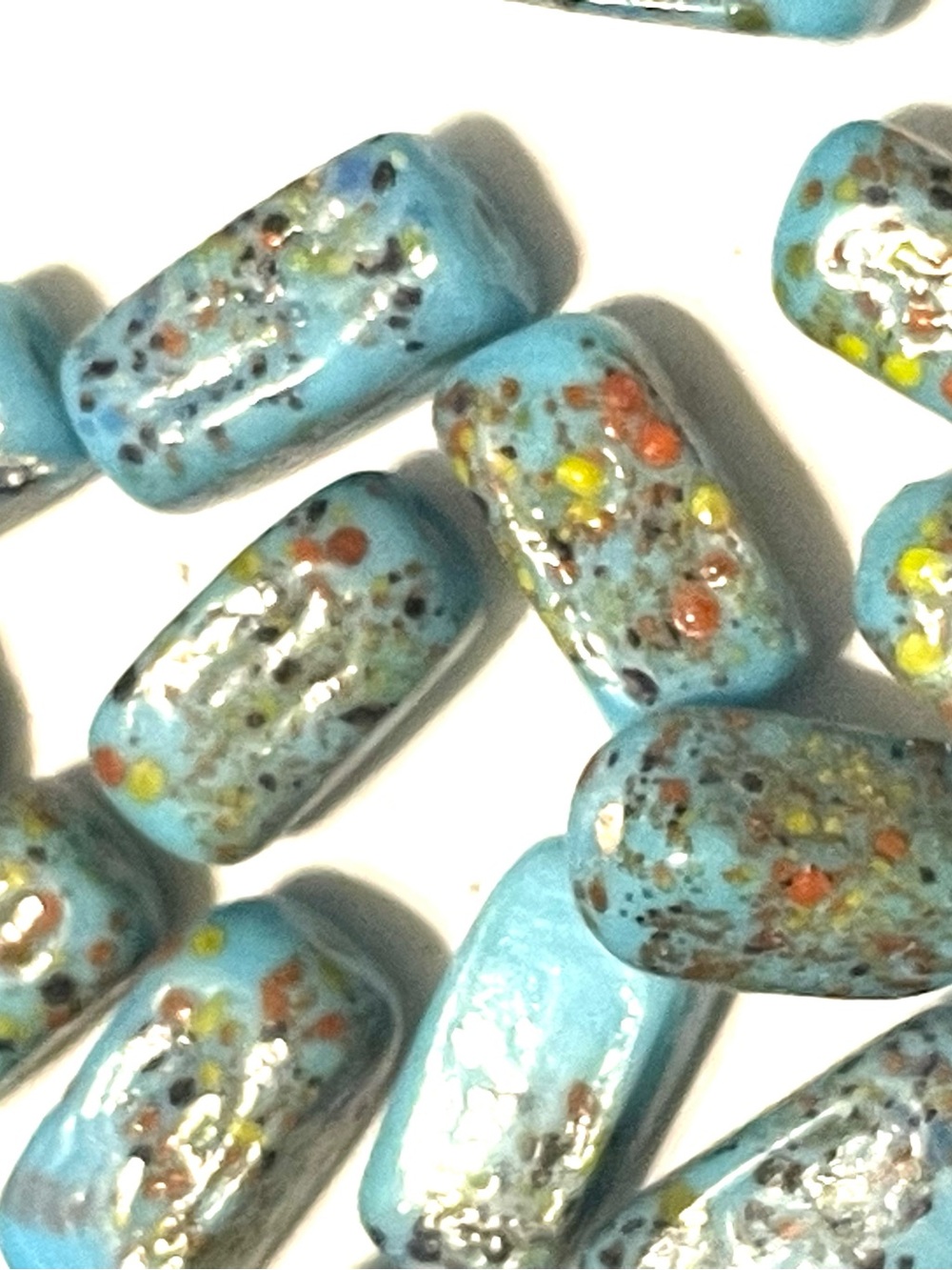 Lot of 28 7x13mm Turquoise Glass Beads - Picture 2 of 5